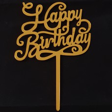 Cake topper happy birthday goud